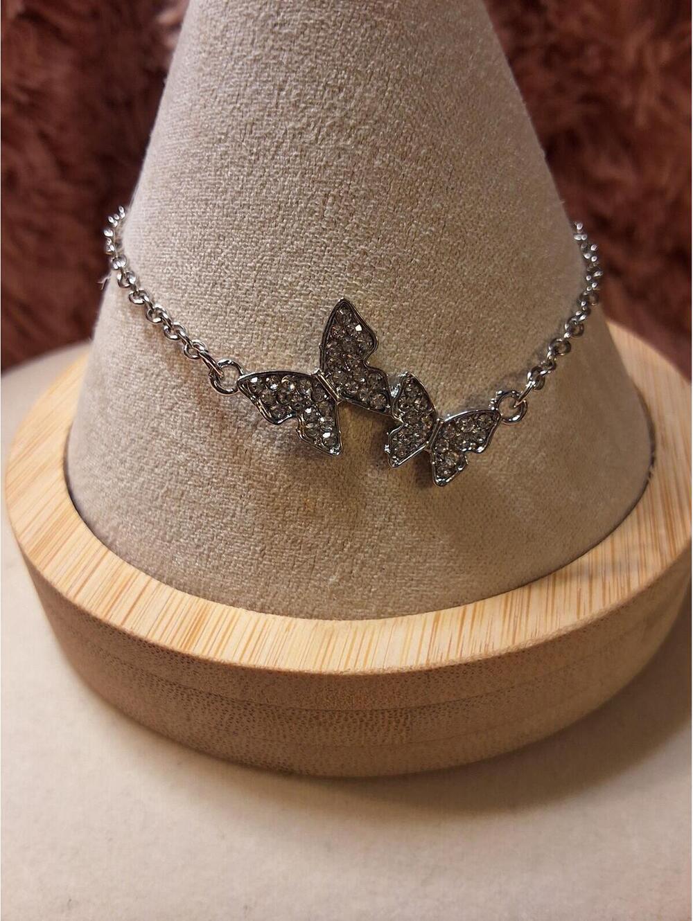 FASHION SILVER BRACELET 2 BUTTERFLY